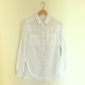 Athleta White Cotton Button Down Shirt
